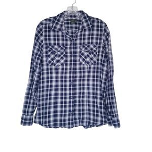 Eddie Bauer Blue Plaid Flannel Shirt Women’s Medium Cozy Outdoor Hiking